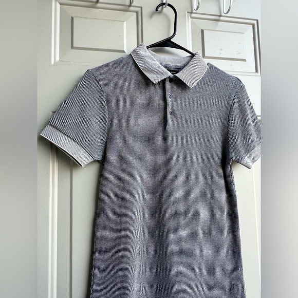 ZARA MAN Polo Shirt Size S Black White Microstripe 100% Cotton Summer Minimalist - Picture 4 of 8